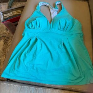 Lands' End Aqua Halter Tankini Top